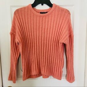 NWOT AMISU soft peach pastel ribbed stretch crewneck sweater size medium